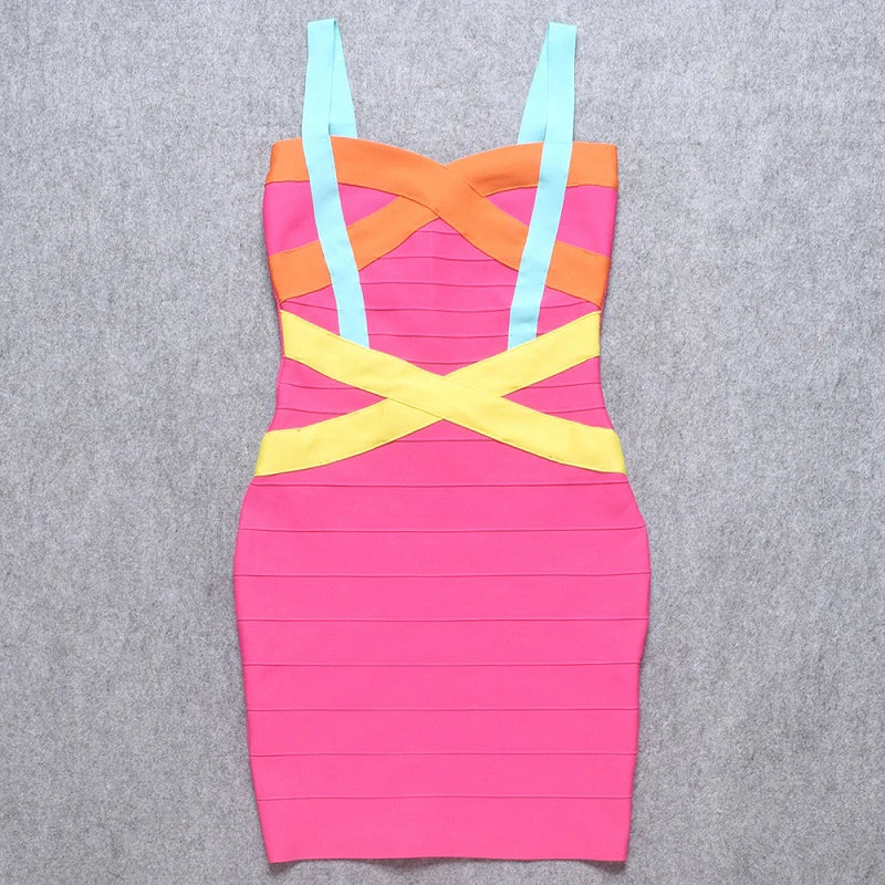 BEAUKEY Blue Mini Bandage Dress for Women XL