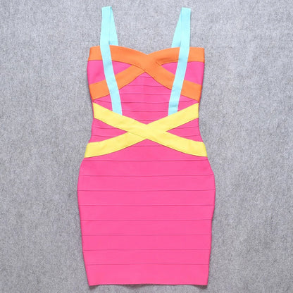 BEAUKEY Blue Mini Bandage Dress for Women XL