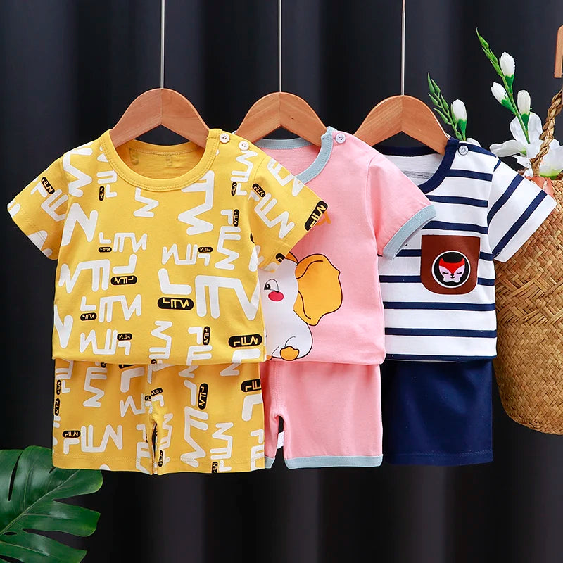 Kids Cotton Cartoon T-Shirt and Shorts Set