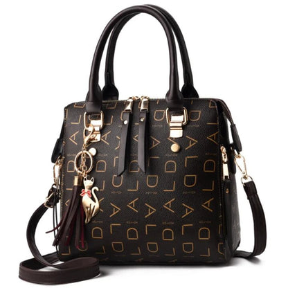 PU Leather Tassel Handbag for Women Large Capacity Tote
