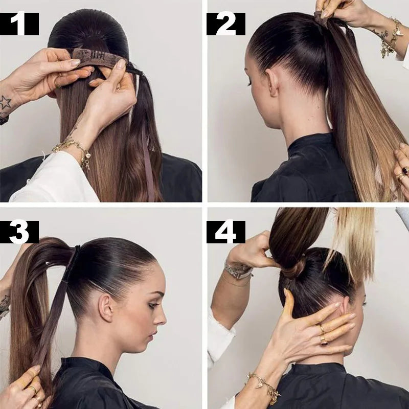 Long Straight Clip-in Ponytail Hair Extension Black