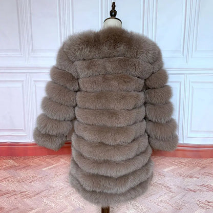 4in1 Women Fox Fur Coat Winter Outerwear