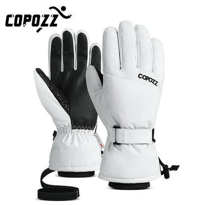 Copozz Waterproof Ultralight Winter Ski Gloves Black White