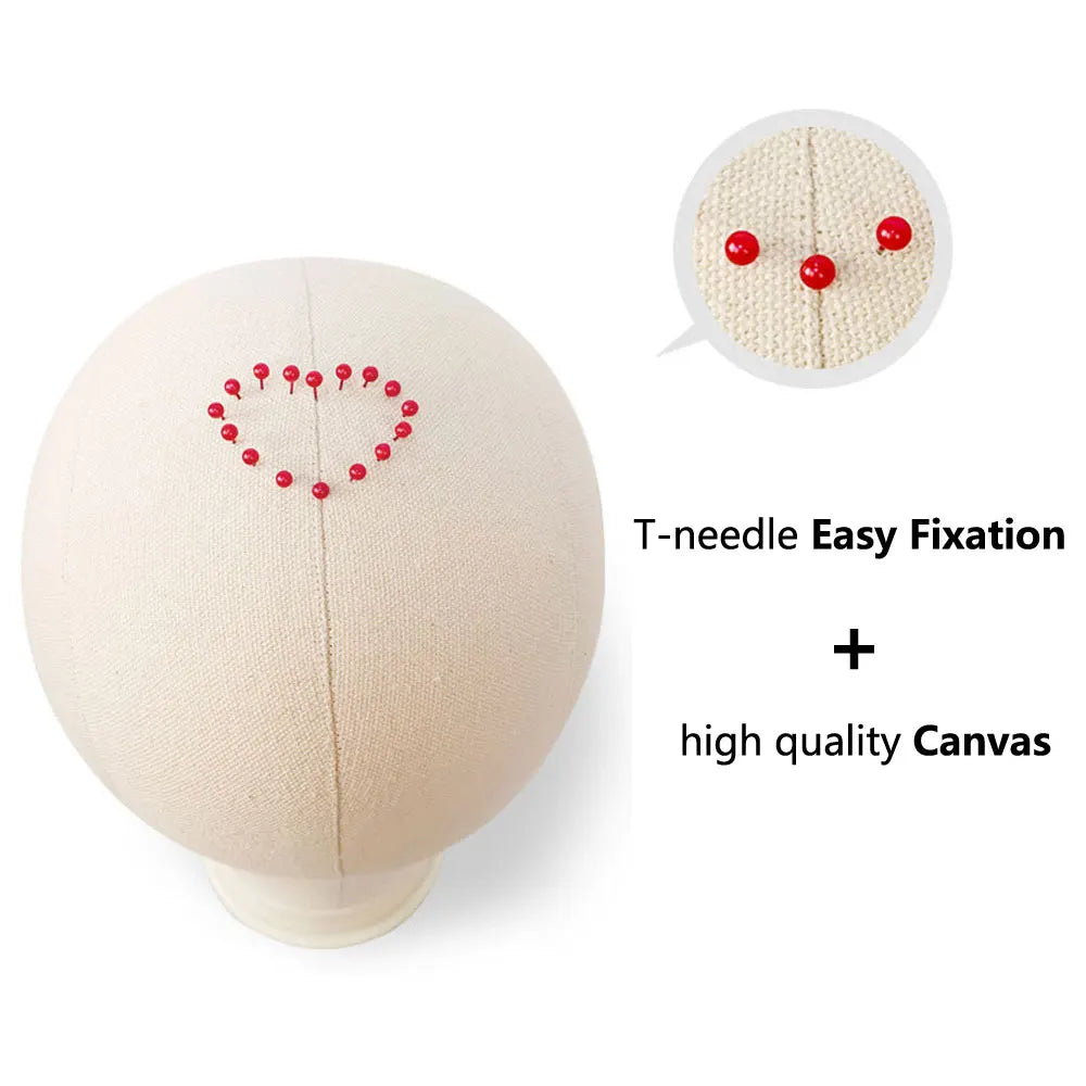 Canvas Wig Stand 21-24 Inch Mannequin Head for Hairstyling
