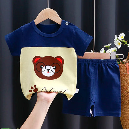 Kids Cotton Cartoon T-Shirt and Shorts Set