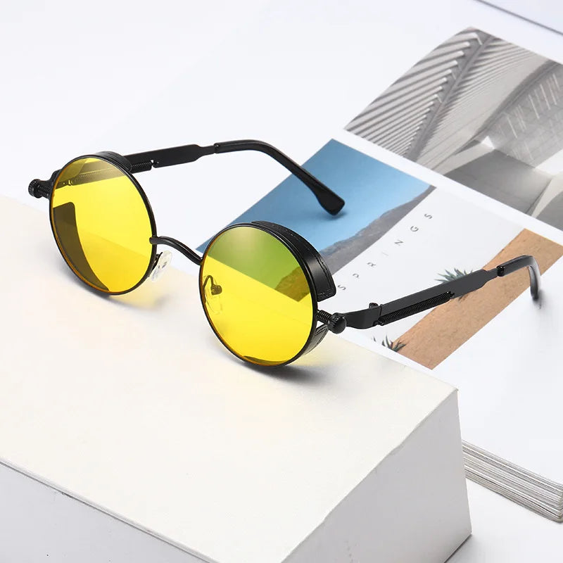 Metal Punk Round Sunglasses for Men and Women