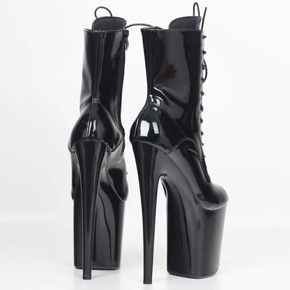20CM High Heels Platform Ankle Boots Lace Up