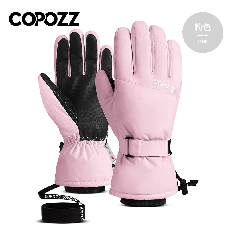 Copozz Waterproof Ultralight Winter Ski Gloves Black White