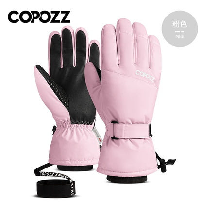 Copozz Waterproof Ultralight Winter Ski Gloves Black White