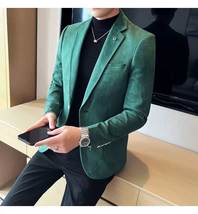 Men's Slim Fit Velvet Blazer Coat for Business and Weddings