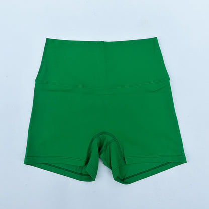High-Waist Nylon Yoga Shorts in Peach