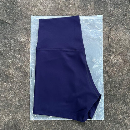 High-Waist Nylon Yoga Shorts in Peach