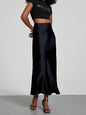 Elegant Satin Midi Skirt in Solid Colors