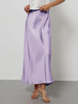 Elegant Satin Midi Skirt in Solid Colors