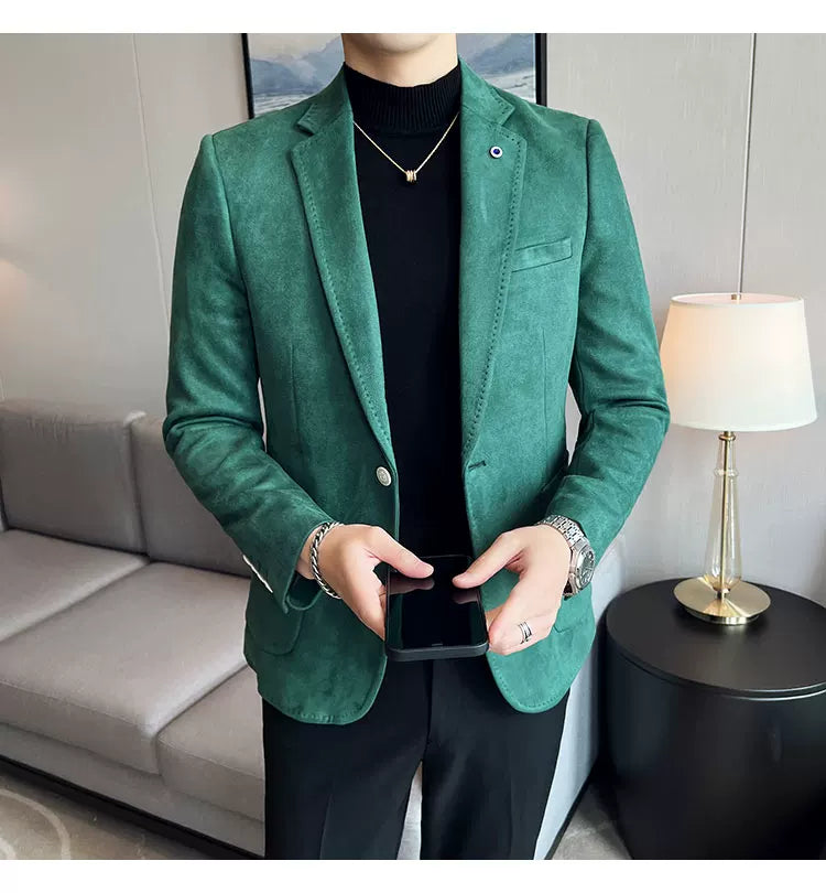 Men's Slim Fit Velvet Blazer Coat for Business and Weddings