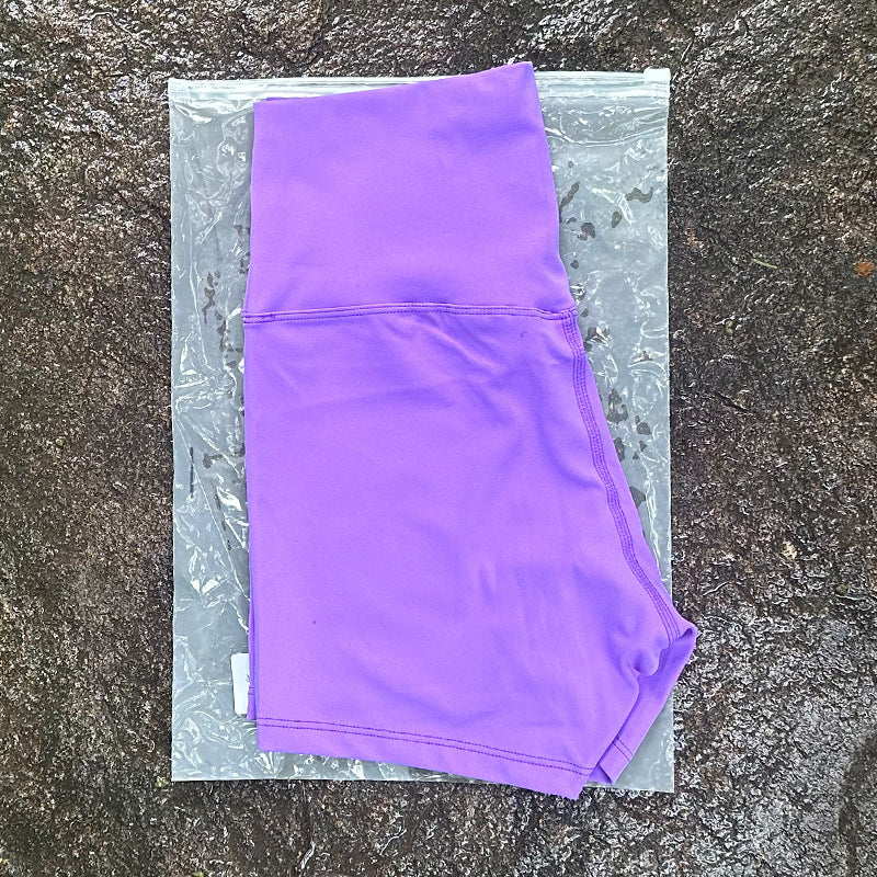 High-Waist Nylon Yoga Shorts in Peach