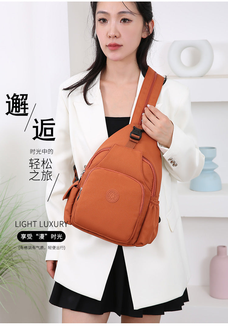 Women's Black Polyester Chest Bag with Anti-Splash Feature