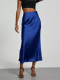 Elegant Satin Midi Skirt in Solid Colors