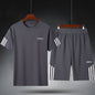 Men's Summer Fitness Sweat Suit with Quick-Drying T-Shirt and Shorts