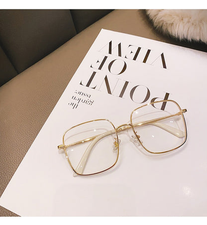 Anti-Blue Light Myopia Glasses Metal Frame Big Face