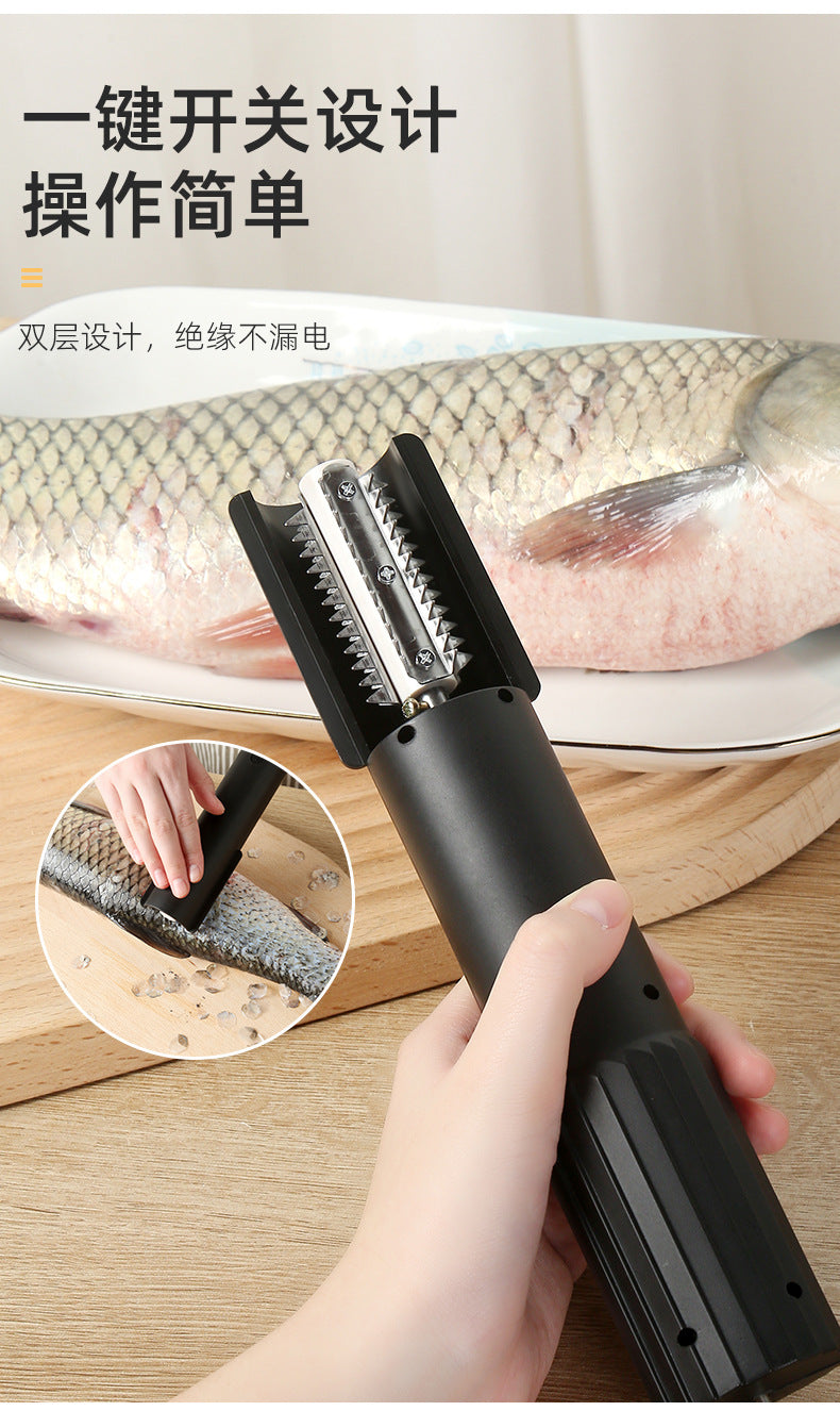 Wireless Stainless Steel Fish Scale Scraper Black