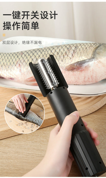 Wireless Stainless Steel Fish Scale Scraper Black