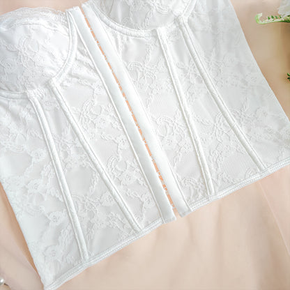 Women's Backless Lace Sling Dress in Milk Silk Black