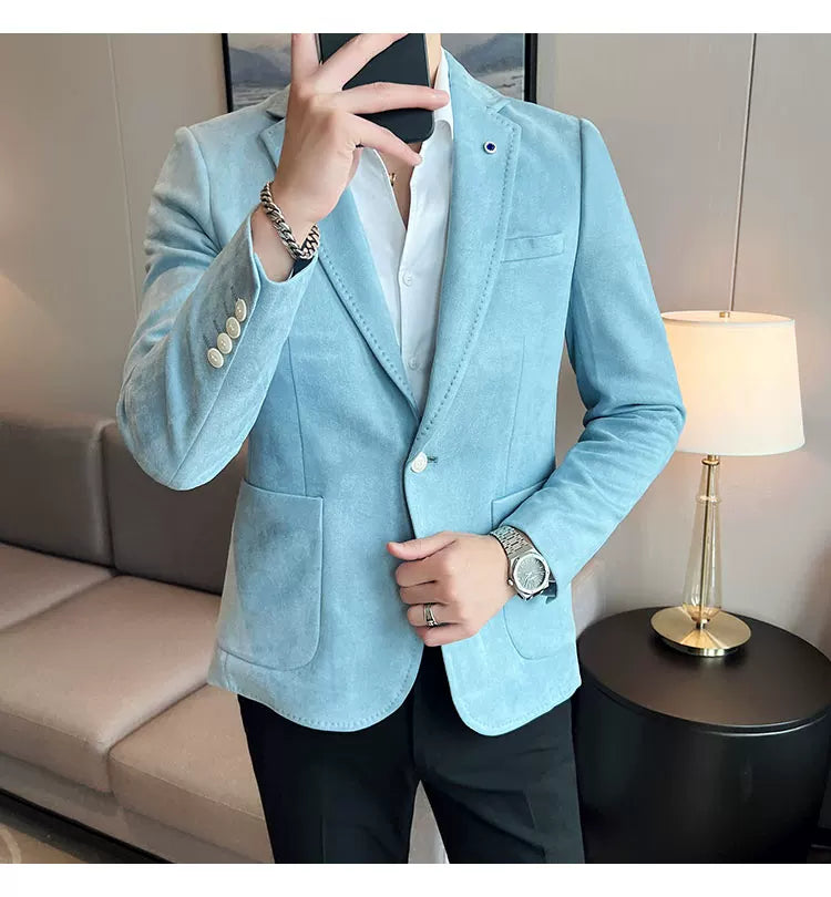 Men's Slim Fit Velvet Blazer Coat for Business and Weddings