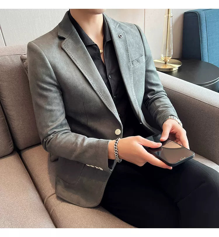 Men's Slim Fit Velvet Blazer Coat for Business and Weddings