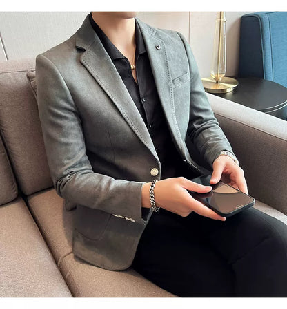 Men's Slim Fit Velvet Blazer Coat for Business and Weddings