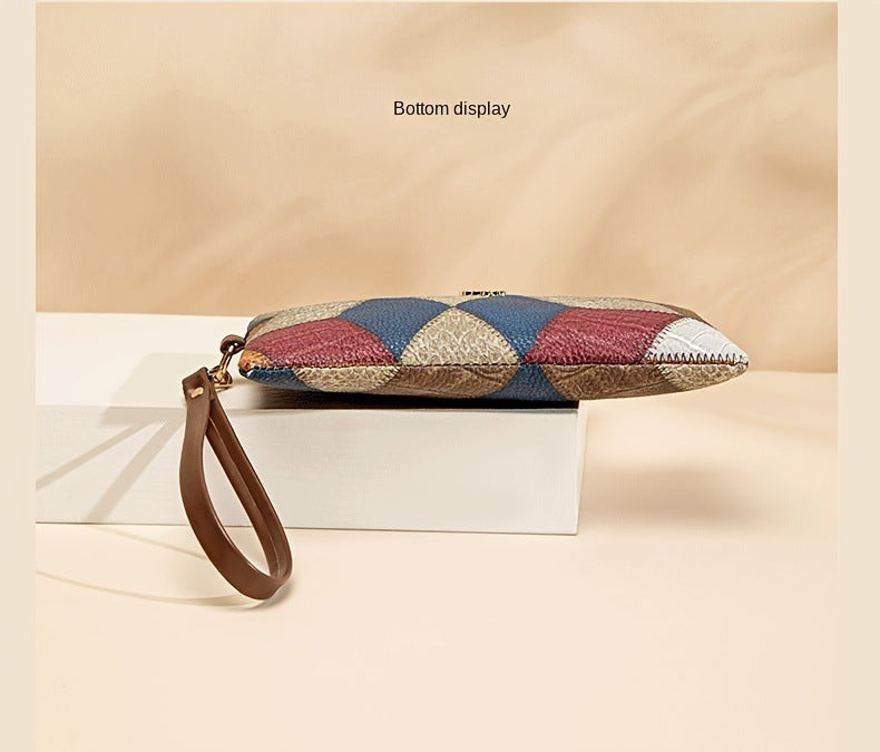 Small Square PU Clutch Bag with Color Contrast