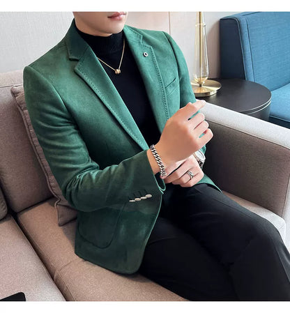 Men's Slim Fit Velvet Blazer Coat for Business and Weddings