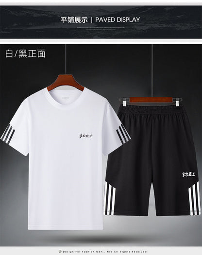 Men's Summer Fitness Sweat Suit with Quick-Drying T-Shirt and Shorts