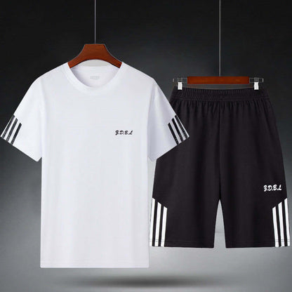 Men's Summer Fitness Sweat Suit with Quick-Drying T-Shirt and Shorts