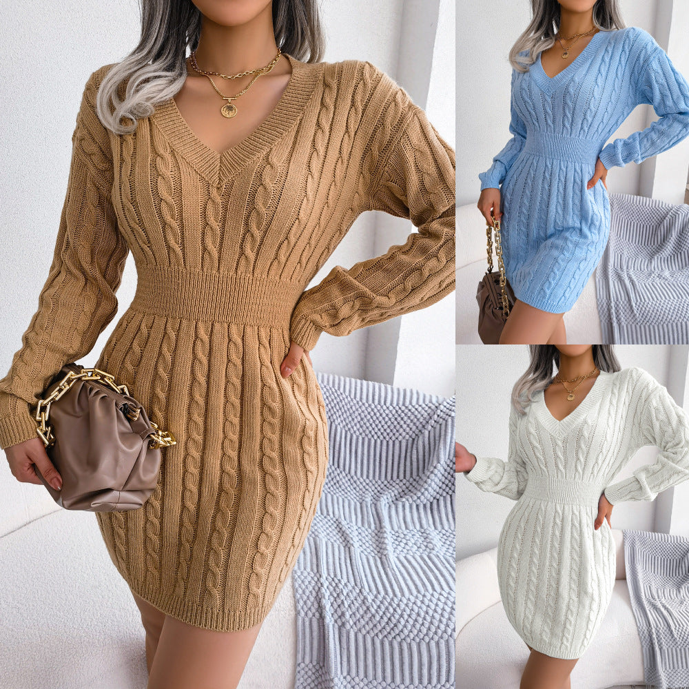 European and American Twist Waist Dress in Various Colors