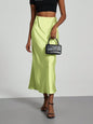 Elegant Satin Midi Skirt in Solid Colors