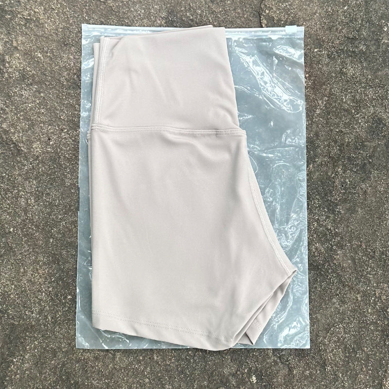 High-Waist Nylon Yoga Shorts in Peach