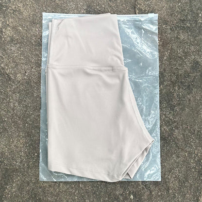 High-Waist Nylon Yoga Shorts in Peach