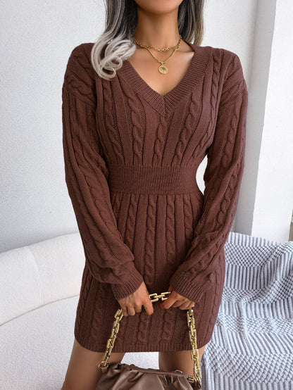 European and American Twist Waist Dress in Various Colors