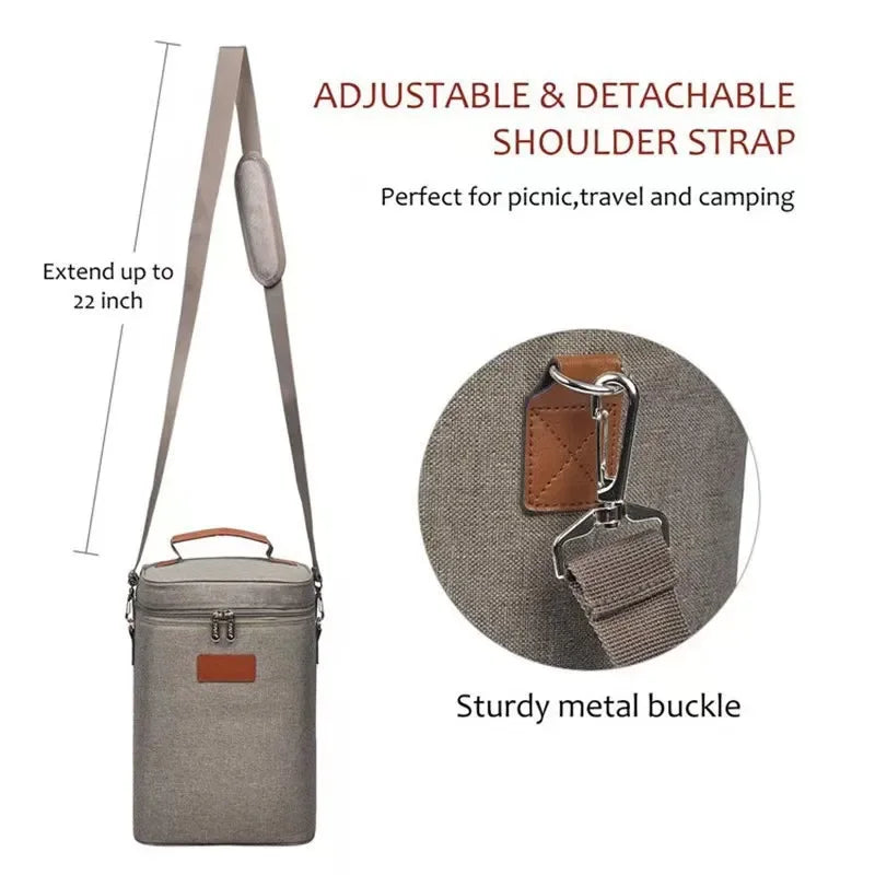 Red Wine Thermos Bag for 4 Bottles Outdoor Picnic