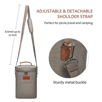 Red Wine Thermos Bag for 4 Bottles Outdoor Picnic
