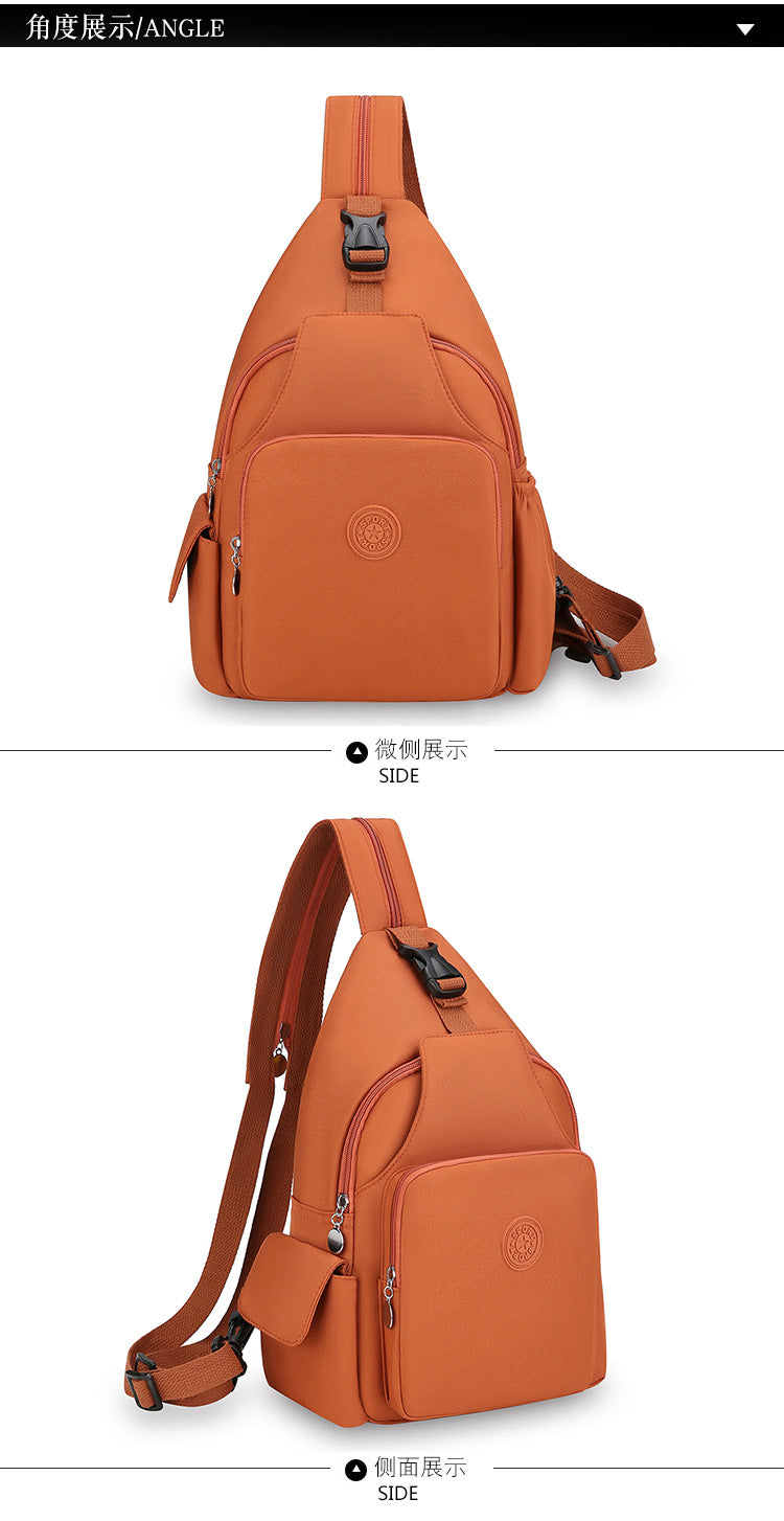 Women's Black Polyester Chest Bag with Anti-Splash Feature