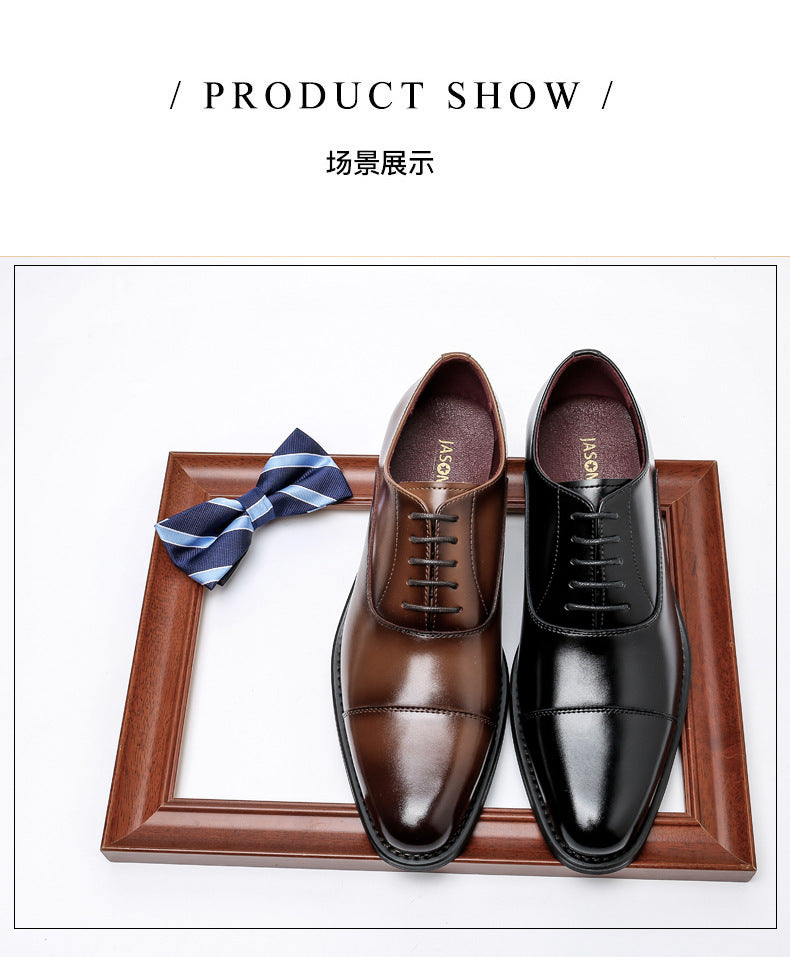 Men's Oxford Leather Dress Shoes with Height Increase