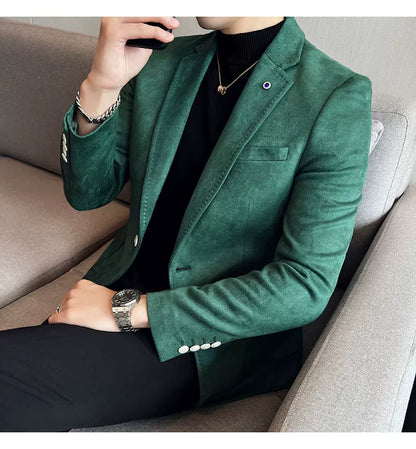 Men's Slim Fit Velvet Blazer Coat for Business and Weddings