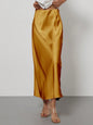 Elegant Satin Midi Skirt in Solid Colors