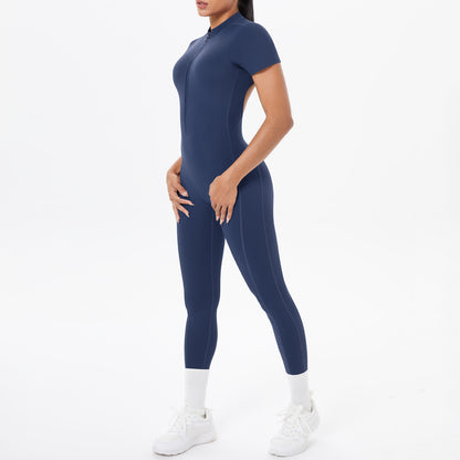 Backless Bodycon Scrunch Jumpsuit for Women Yoga Fitness