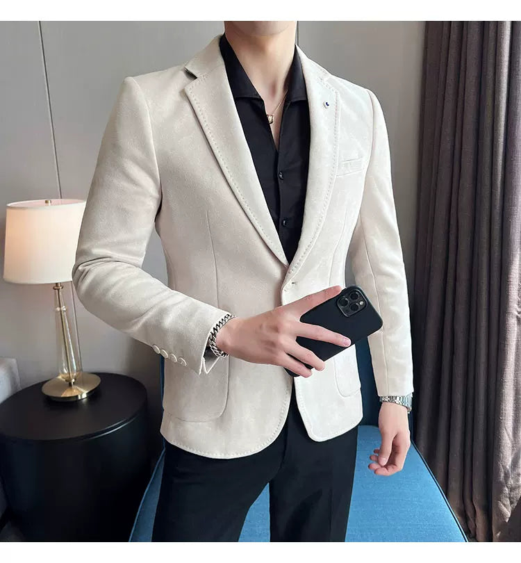 Men's Slim Fit Velvet Blazer Coat for Business and Weddings