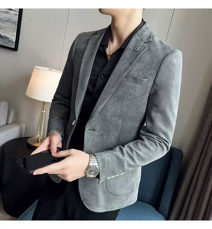 Men's Slim Fit Velvet Blazer Coat for Business and Weddings