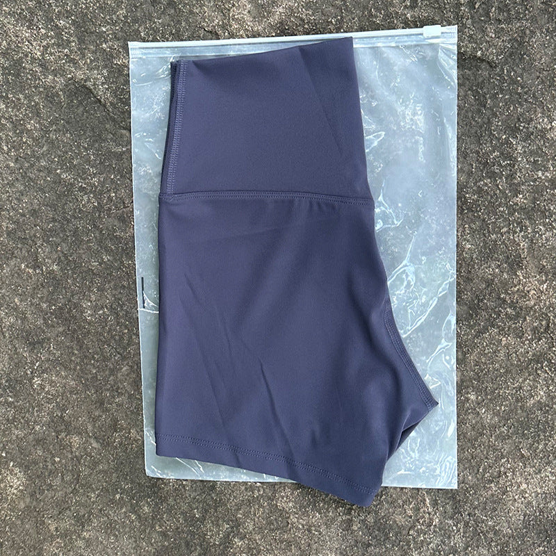 High-Waist Nylon Yoga Shorts in Peach