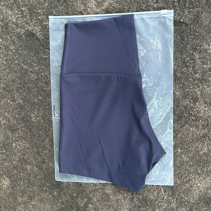 High-Waist Nylon Yoga Shorts in Peach